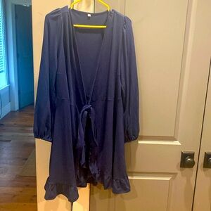 Navy wrap dress.